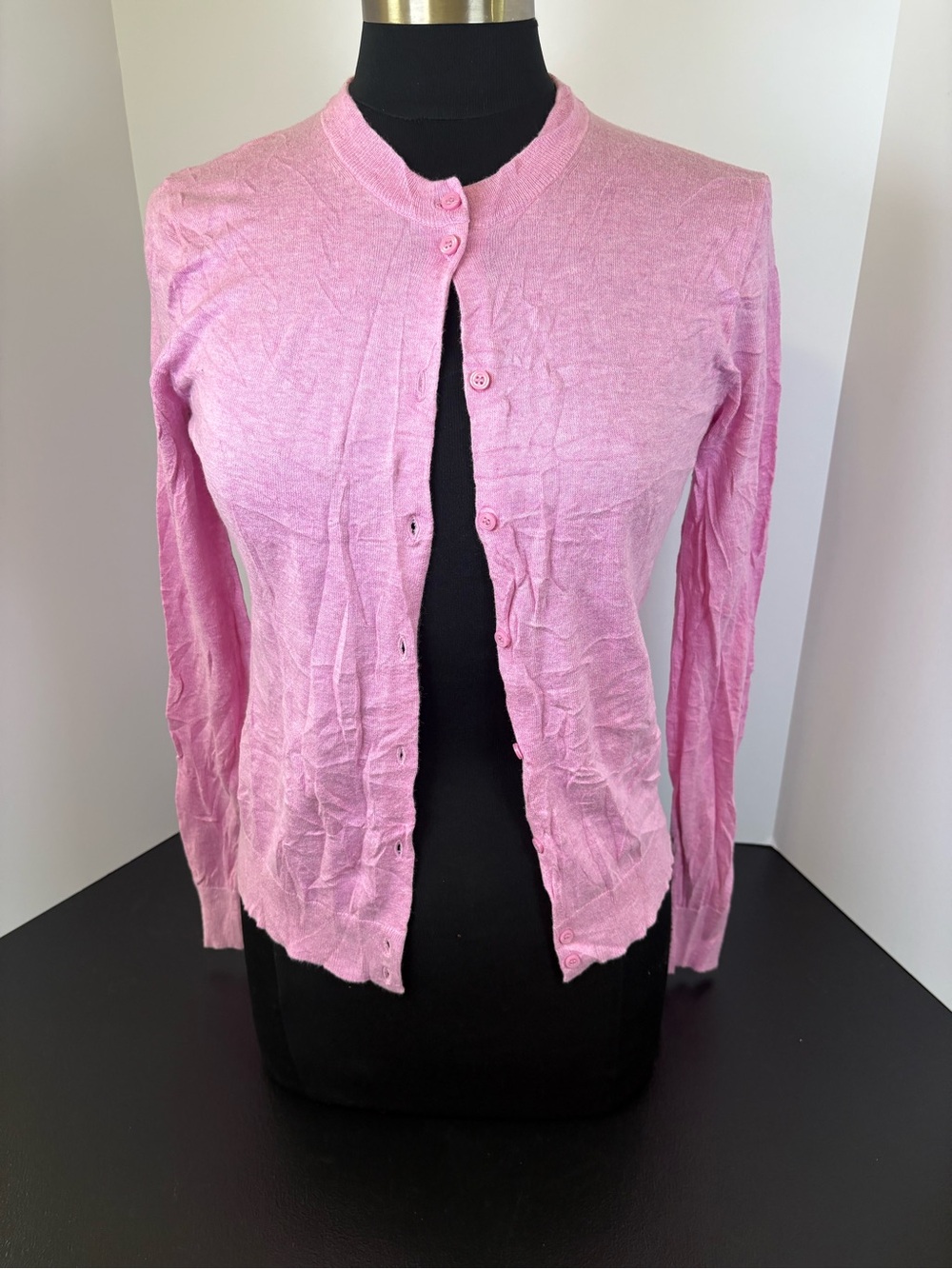 J. Crew Light Pink Crewneck Button Cardigan